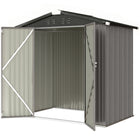 Outsunny Outdoor Metal Garden Shed - 6.5' x 4' - Light Grey-Spacious interior and peaked roof easily accommodate long tools and seasonal gear
