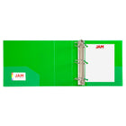 JAM Paper Plastic 4" 3-Ring Binder - Green-Wide front and back binder panels fully cover standard dividers and sheet protectors. Our 3 metal ring binders have 2 buttons for easy opening and closing, and a convenient pocket on the inside flap.