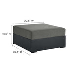 Modway Tahoe Outdoor Patio Powder-Coated Aluminum Ottoman - Grey/Charcoal-Powder-Coated Aluminum
