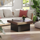 HOMCOM Square Coffee Table with LED Lights - Walnut-Assembly required