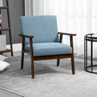 HOMCOM Modern Accent Chair with Cushioned Seat - Wood Legs for Bedroom - Blue-Deep foam padding throughout for comfortable sinking
