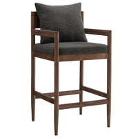 Modway Remington Wood Bar Stool - Charcoal-Solid Elm Wood Frame