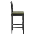 Modway Jax Oak Wood Bar Stool With Wavy Razor Back and Cushion - Black Sage-Armless Design