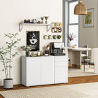 HOMCOM 46.1" L High Gloss Buffet Sideboard with 2 Drawers - White-Features 2 drawers, 2-door cabinets, and a flat tabletop