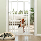 PawHut 30"-41" Extra Wide Pet Gate Barrier with Small Door - 35"H - White-Comes with the bottom locking block, it enhances the stability