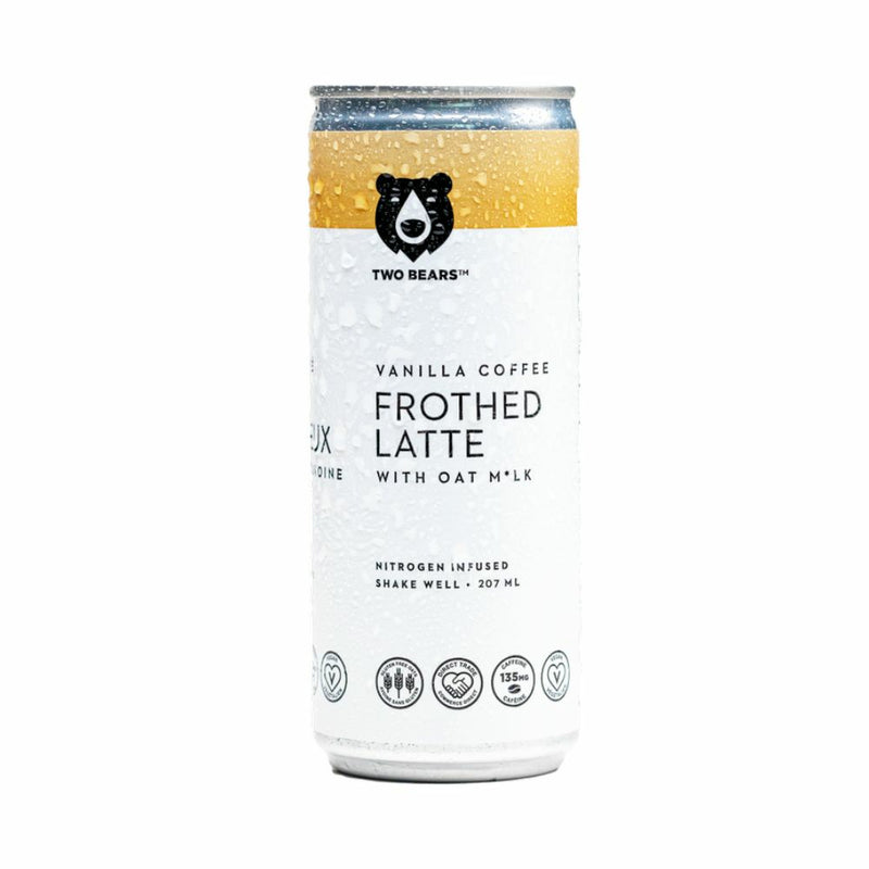 Two Bears Frothed Latte - 207 mL - Vanilla with Oat Milk - 6 Pack