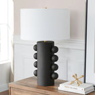 Hudson&Canal Jurrah 27" Tall Ceramic Table Lamp with Fabric Shade - Matte Black/White-Clean with a soft, dry cloth and no harsh chemicals or abrasive cleaning materials