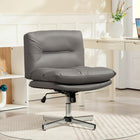 HOMCOM Criss Cross Armless Office Chair - Grey-Breathable microfiber cloth offers a cool, ventilated seating experience