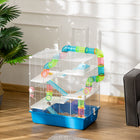 PawHut 23" Large Hamster Cage 5-Level with Tunnel Tube System - Blue-Suitable for smaller hamsters and gerbils, not for larger breeds such as Syrian hamsters