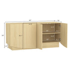 Manhattan Comfort Ardea 60" Contemporary 4-Door Sideboard - Natural Oak-Adjustable interior shelves for flexible storage and organization