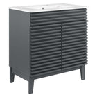 Modway Render 30" Bathroom Vanity Cabinet - Grey/White-Mid-Century Modern Style