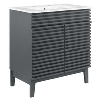 Modway Render 30" Bathroom Vanity Cabinet - Grey/White-Mid-Century Modern Style