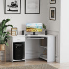 HOMCOM 47.2" L-Shaped Desk with Keyboard Tray - White-Space-saving 'L' shape fits into corners easily