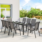 Outsunny 9 Pieces Patio Dining Set Patio Table and Stackable Chairs - Dark Grey-Stackable patio chairs save space neatly when not in use