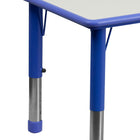 Flash Furniture 23.625"W x 47.25"L Rectangular Blue Plastic Height Adjustable Activity Table Set with 6 Chairs-1" Thick Laminate Grey Table Top
