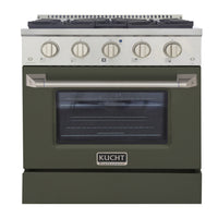 Kucht 30" KNG Series Pro Style Natural Gas Range - Stainless Steel/Olive Green-Cook and bake like a pro with the extra-large convection oven that offers 4.2 cu. ft. of capacity, a 5-rack configuration, and an extra-large viewing window