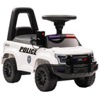 Aosom Kids Sliding Ride-On Police Car with Under Seat Storage - White-Foot-to-floor construction, excellent for sliding toys 