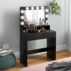 HOMCOM Makeup Vanity Desk with Lighted Mirror - 31.5" L x 15.7" W x 53.1" H - Black-Two drawers and three compartments simplify item categorization 