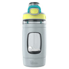 Bubba Kids Flo Water Bottle - 16 oz (473 ml) - Wide Mouth - Silicone Sleeve - Push Button Lid - Light Stone/Limelight/Scuba-100% leak proof lid when closed with a spout cover that locks to protect from dirt and grime