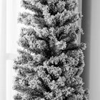 HOMCOM 7.5' Snow-Flocked Pencil Artifical Christmas Tree - Black-Detachable, foldable base for easy storage 