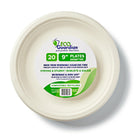 Eco Guardian 9" Diameter Plates - 20 Pack-White renewable sugar cane fiber