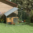 PawHut Metal Walk-in Chicken Run with Cover - 118.1" W x 66.9" D x 74.8" H-Colour: Silver 