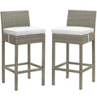 Modway Conduit Outdoor Patio Wicker Rattan Bar Stool - Light Gray White - Set of 2-Modern Outdoor Bar Stool