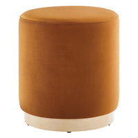 Modway Tilden 16" Round Performance Velvet Upholstered Ottoman - Rust/Natural-Performance Velvet Upholstery