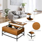 HOMCOM Lift Top Coffee Table with Hidden Storage Compartment - Teak-Colour: Teak