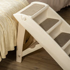 PawHut 4-Level Portable Foldable Dog Stairs - Beige-Color: Beige 
