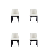 Manhattan Comfort Gansevoort 19" Modern Faux Leather Upholstered Dining Chair - Cream - Set of 4-Modern Dining Chair for Dining Room and Task Use. Set of 4