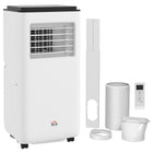 HOMCOM 8,000 BTU Portable Air Conditioner with Timer - White-Three functions: Cool, dehumidify, fan. Two modes: auto (automatically setting it to cool or ventilate mode according to temperate), and sleep (gently increasing the temperature every hour) 