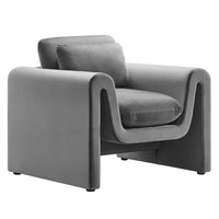 Modway Waverly Performance Velvet Armchair - Grey-Unique Modern Armchair