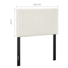 Modway Keira Performance Velvet Twin Headboard - Ivory-Vertical Striped Channel Tufting
