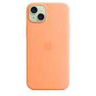 Apple Silicone Case with MagSafe for iPhone 15 Plus - Orange Sorbet-The silky, soft-touch finish of the silicone exterior feels great in your hand