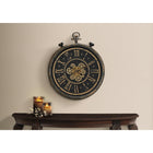 Monarch Specialties Clocks 24" Round Wall Clock - Brown -Made with durable plastic frame in a distressed brown and gold finish, a clear glass surface, and an easy to read roman numeric display