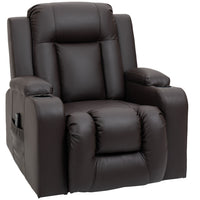 HOMCOM 8-Point Vibration Massage Recliner for Living Room - Brown-Target zones in the back, lumbar, thighs, and legs. Set 8 massage modes and a massage time of 15 min to 30 min