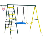 Outsunny 4 in 1 Swing Set for Backyard Outdoor - Yellow-Including multiple play options . 