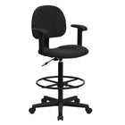 Flash Furniture Black Patterned Fabric Drafting Chair with Adjustable Arms-Black Pin Dot Patterned Fabric Upholstery