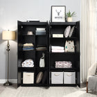 Manhattan Comfort Hopkins 59.22" 2-Piece Modern 11-Shelf Storage Closet - Black-Mop Base with Non-marking Felt Foot Pads