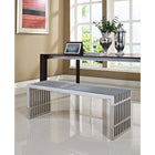 Modway Gridiron Large Stainless Steel Bench - Silver-Stainless Steel Construction