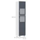 Kleankin 75" Tall Bathroom Cabinet with Two Cupboards and Matte Glass Doors - White and Grey-MDF surface are painted, smooth and easy to clean