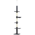 PawHut 8.5' Cat Climbing Tree 5-Tier Activity Center - Dark Grey-Five different tiers for your cat to sit, play, relax and sleep 