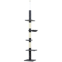 PawHut 8.5' Cat Climbing Tree 5-Tier Activity Center - Dark Grey-Five different tiers for your cat to sit, play, relax and sleep 