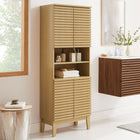 Modway Render Tall Bathroom Storage Cabinet - Oak-Non-Marking Floor Glides