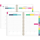 Emily Ley Simplified 2026-27 Student Weekly/Monthly Planner - 8 ½" x 6" - Floral - English-Durable laminated cover featuring a colourful stripe design with bungee closure
