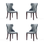 Manhattan Comfort Reine 19.7" Traditional Faux Leather Upholstered Dining Chair - Pebble Grey - Set of 4-Traditional Dining Chair for Dining Room Use. Set of 4