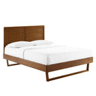 Modway Marlee Wood Full Platform Bed with Angular Frame - Walnut-Wood Slat Support System