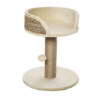PawHut 19" Small Cat Tree with Scratching Post, Perch and Toy Ball - Beige-Small hanging ball for when your cat/kitten wants to play 