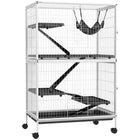 PawHut 50" H 5-Tier Deluxe Rolling Small Animal Cage - Light Grey-Ideal for a variety of small animals including pet mink, chinchilla, small cat and other similar sized small pets 